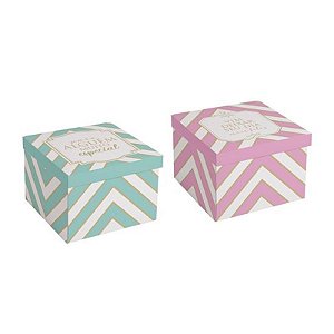 Caixa Surpresa Para 9 Brigadeiros Chevron Composê 13,7x13,7x10cm - 10 Un