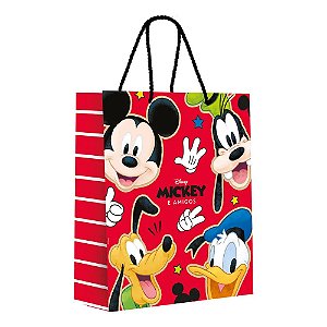 Sacola Premium Mickey Stickers M 26x31x10cm - 10 Un