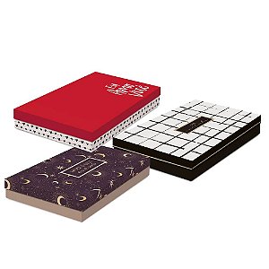 Caixa Retangular com Tampa Baixa Sortida M 30x21x5,5cm - 10 Un