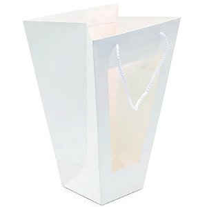 Sacola com Visor Liso G 33x23x12cm Branco - 10 Un
