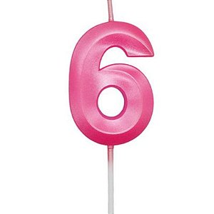 Vela Mini Design Rosa - Número 6 - 1 Un