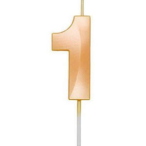 Vela Mini Design Laranja Candy Color - Número 1 - 1 Un