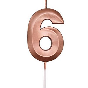 Vela Mini Design Rose Gold Número 6 - 1 Un
