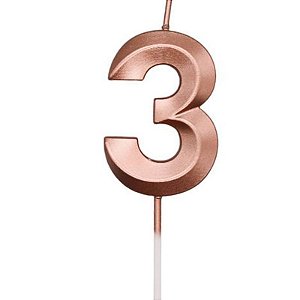 Vela Mini Design Rose Gold - Número 3 - 1 Un
