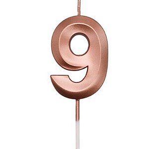 Vela Mini Design Rose Gold Número 9 - 1 Un