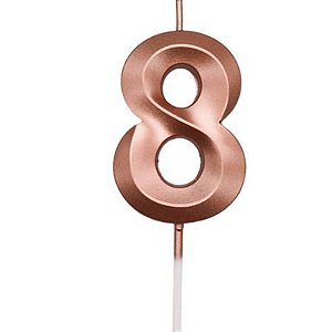 Vela Mini Design Rose Gold Número 8 - 1 Un