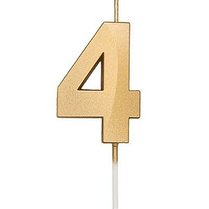 Vela Mini Design Dourada  Número 4 - 1 Un