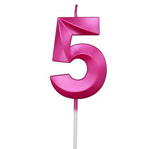 Vela Design Rosa Número 5 - 1 Un