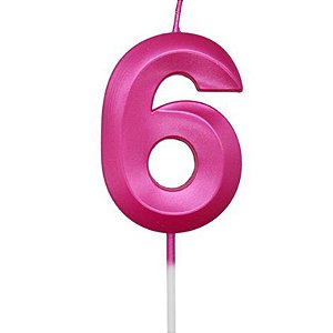 Vela Design Rosa Número 6 - 1 Un