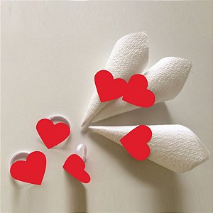 Porta Guardanapo Corações Vermelhos - 6 Un