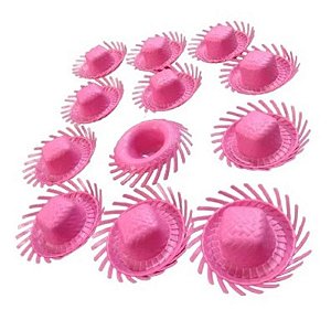 Mini Chapéu Junino de Plástico Rosa - 12 Un