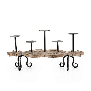 Castiçal Arabesco 5 Velas Madeira Patna 61x19x32cm - 1 Un