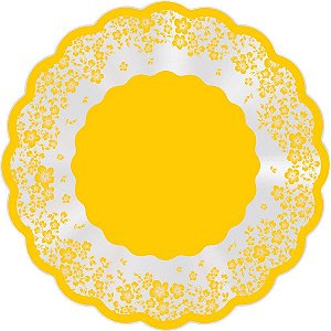 Folha Poli Redondo Flowershop Amarelo 38cm - 50 Un