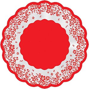 Folha Poli Redondo Flowershop Vermelho 38cm - 50 Un