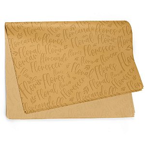 Papel Seda Estampada Florir Dourada 49x69cm - 50 Un