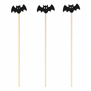 Pick Decorativo Halloween Morcego 12cm - 12 Un
