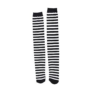 Meias de Bruxa Listrada Branco e Preto - 1 Par