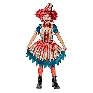 Fantasia Halloween Infantil - Palhaça com Sangue M 6 a 8 Anos - 1 Un