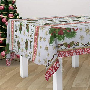 Toalha de Mesa TNT Estampada 140x220cm Velas e Sinos de Natal - 1 Un