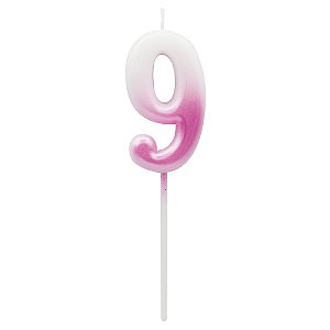 Vela N°9 Pérola Ombre Rosa e Branco