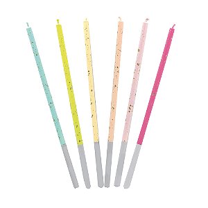 Velas Palito 15 cm Respingos de Tinta Ouro - 6 Un