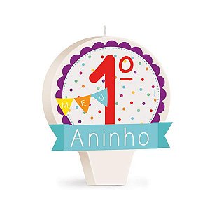 Vela Especial Redonda Meu 1º Aninho Azul