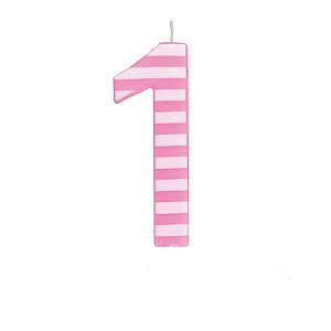 Vela Grande N°1 Listras Rosa/Branco