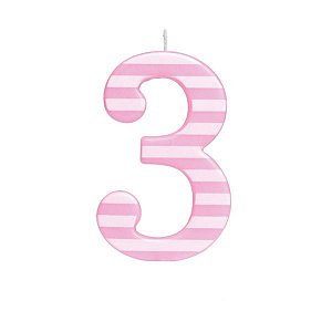 Vela Grande N°3 Listras Rosa/Branco