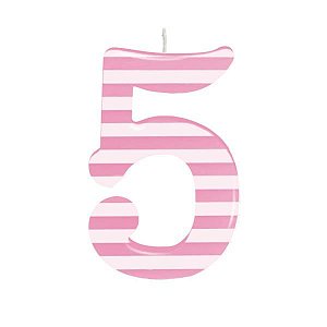Vela Grande N°5 Listras Rosa/Branco