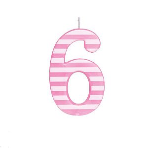 Vela Grande N°6 Listras Rosa/Branco