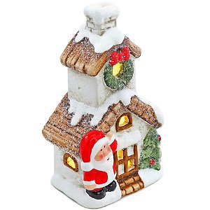 Enfeite Casa Natalina com Papai Noel e Led 14cm - 1 Un