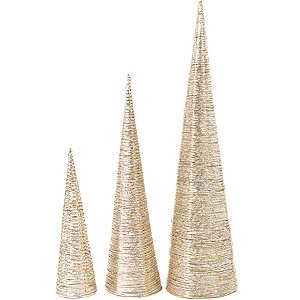 Cone Decorativo Vazado Ouro - Jogo com 3 Peças