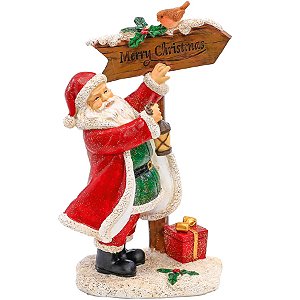 Decoração em Resina Papai Noel com Lamparina 19cm - 1 Un