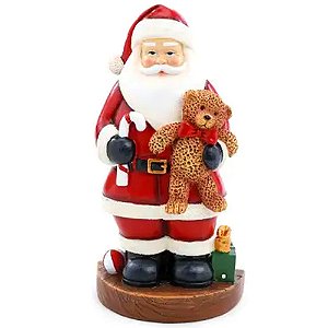 Decoração em Resina Papai Noel com Urso 18cm - 1 Un