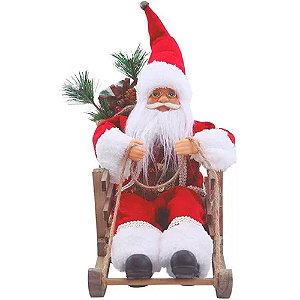 Enfeite Papai Noel Sentado no Trenó 25cm - 1 Un
