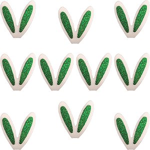 Aplique em E.V.A. com Glitter Orelha de Coelho 5cm Verde - 10 Un