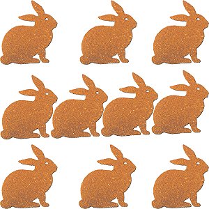 Aplique em E.V.A. com Glitter Coelho da Páscoa 5cm Laranja - 10 Un