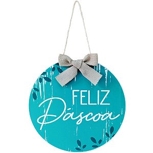 Placa Decorativa em MDF Feliz Páscoa 30cm - 1 Un
