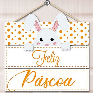 Placa de MDF 3 Partes Coelhinho Feliz Páscoa - 1 Un