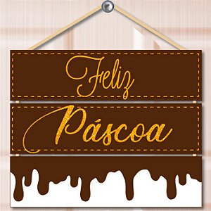 Placa de MDF 3 Partes Chocolate Feliz Páscoa - 1 Un