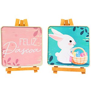 Kit Mini Cavaletes Quadrado Feliz Páscoa - 2 Un
