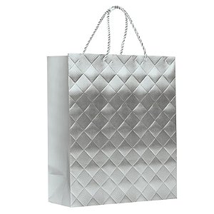 Sacola Premium Especial Diamond Prata P 23x18x10cm - 10 Un