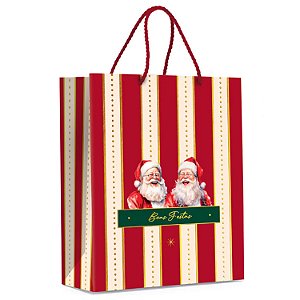 Sacola Premium Especial Charm Natalino Ouro M 31x26x10cm - 10 Un
