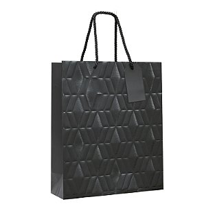 Sacola Premium com Relevo Preto P 23x19x10cm - 10 Un