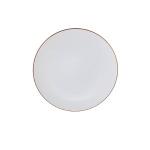 Prato Sobremesa Branco com Fio Rosê Gold 19cm - 6 Un