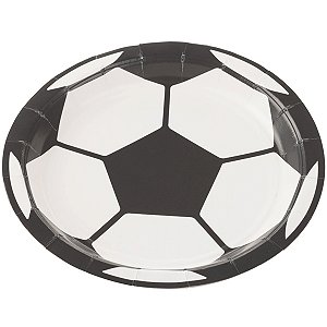 Prato de Papel Bola Futebol 18cm - 10 Un