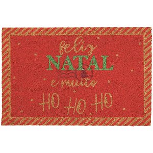 Capacho Feliz Natal Ho Ho Ho Vermelho Branco 60x40cm - 1 Un