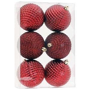 Bola de Natal Vinho 8cm - 6 Un