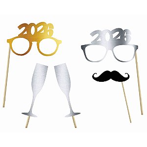Kit Acessórios Divertidos Para Foto Réveillon 2026 - 5 Un