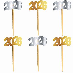 Palito Decorativo Para Doces Réveillon 2026 P - 6 Un